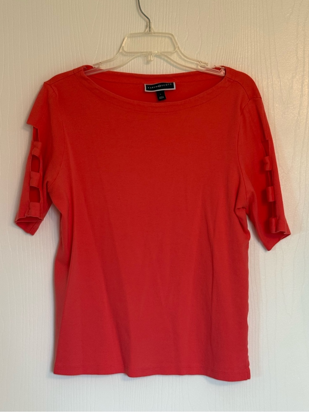 Karen Scott Rhubarb Short-Sleeve Ladder-Detail Top